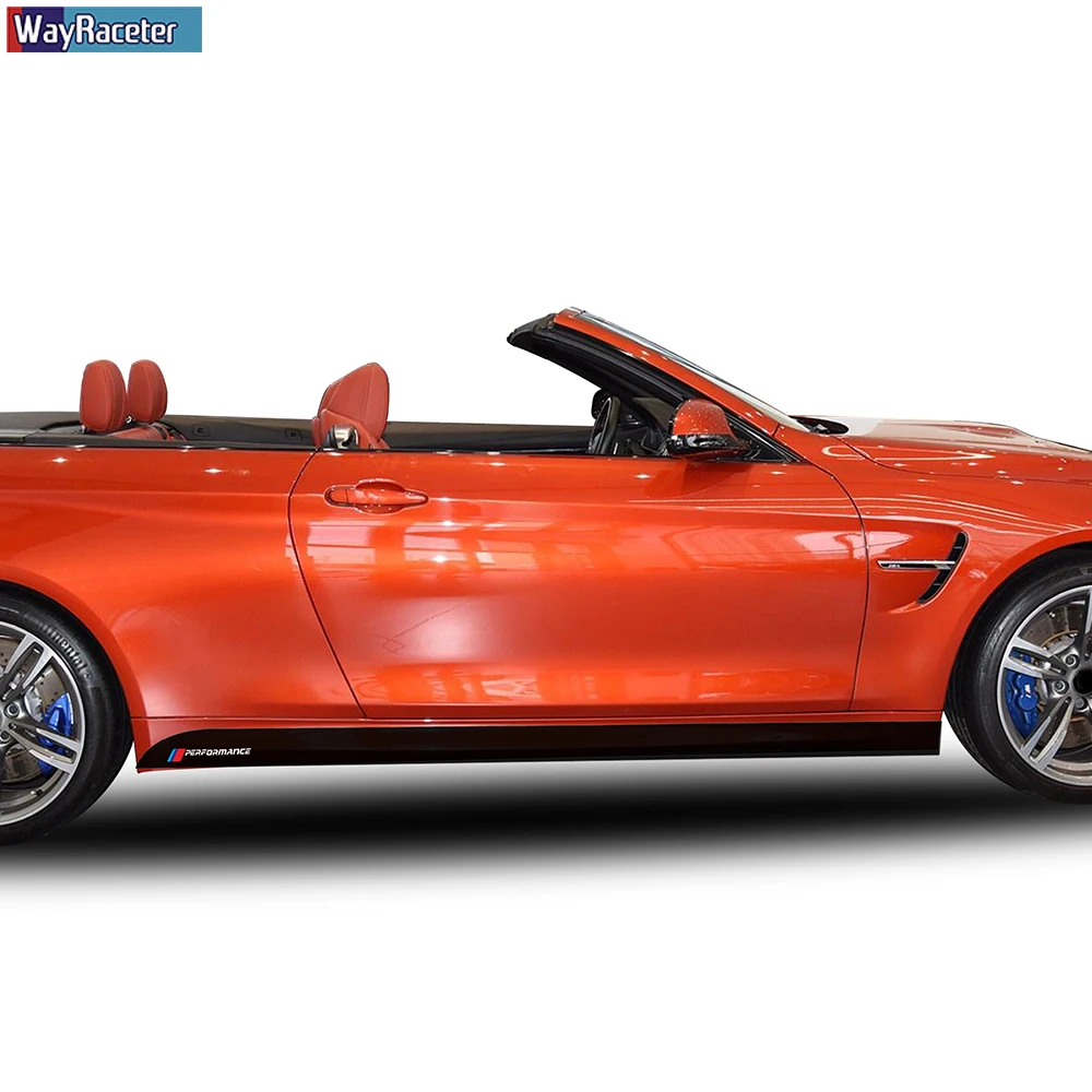 

2 Pcs Car Door Side Stripe Skirt Sticker M Performance Body Carbon Fiber Vinyl Decal For BMW M4 F82 F83 Competition Accessories