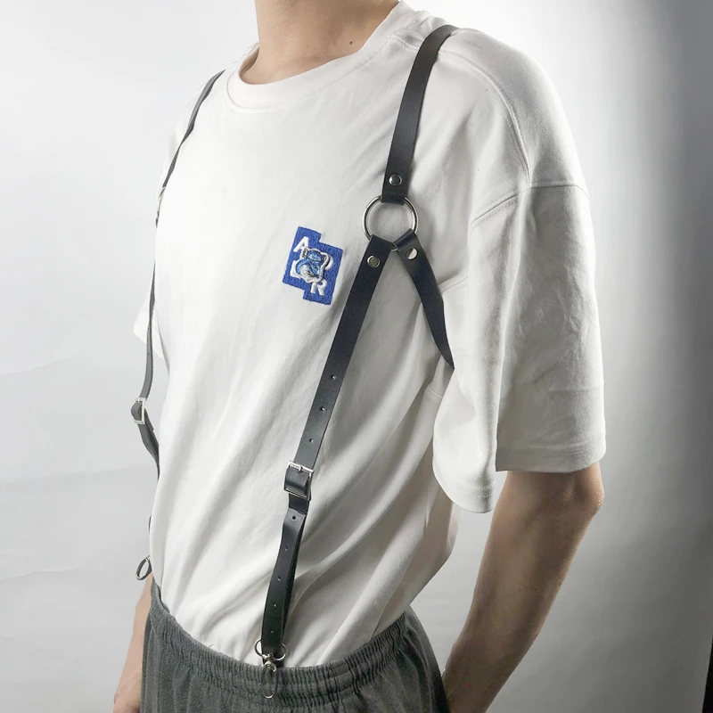 Фетиш мужские нагрудные ремни регулируемые кожаные топы БДСМ бондаж поясная