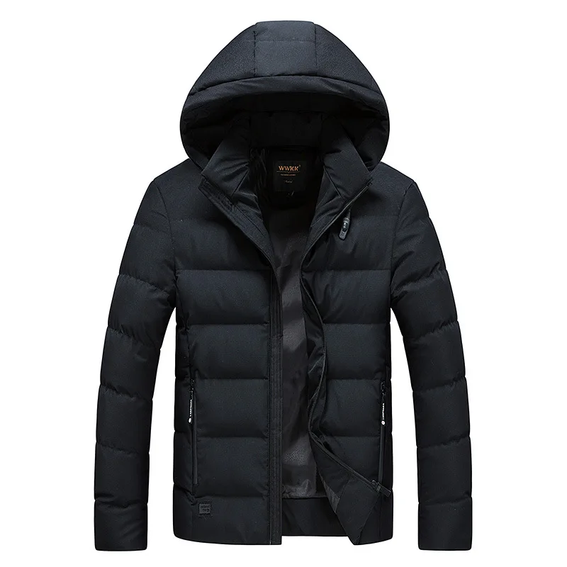 Winter Casual Plain Color Hooded Coat Warm Parkas Outwear Men's Padded Thick Zipper Down Jackets