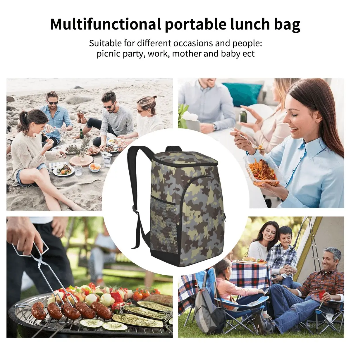 

Camo Backpack Cooler Insulated Waterproof Lightweight Soft Beach Cooler Bag For Men Women To Work Lunch Picnics Camping Hiking