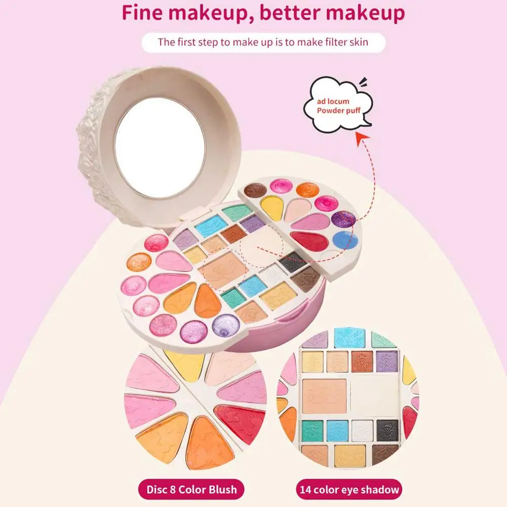 

Kids Makeup Set For Girls Make Up Pretend Play House Toys Washable Cosmetics Eyeshadow Palette Lipstick Children Birthday Gifts