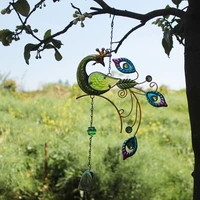 colorful peacocks shape pendant bell wind chimes indoor balcony outdoor garden decor hanging craft ornament 2021 birthday gifts
