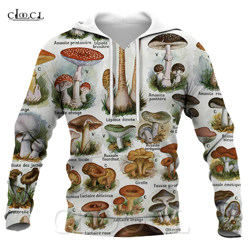 

CLOOCL Fungus Printed Hoodies Men Clothing Fashion 3D Plants Sweatshirts Unisex DIY Pocket Hoodie Harajuku Streetwear