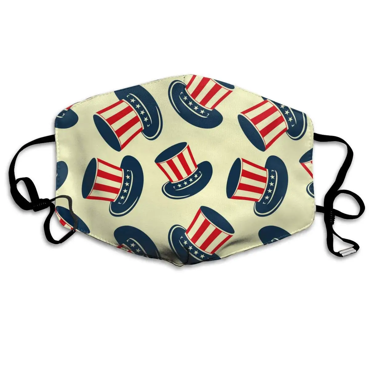 

Uncle Sam Hat Pattern Washable Reusable Mask, Cotton Anti Dust Half Face Mouth Mask For Kids Teens Men Women With Adjustable