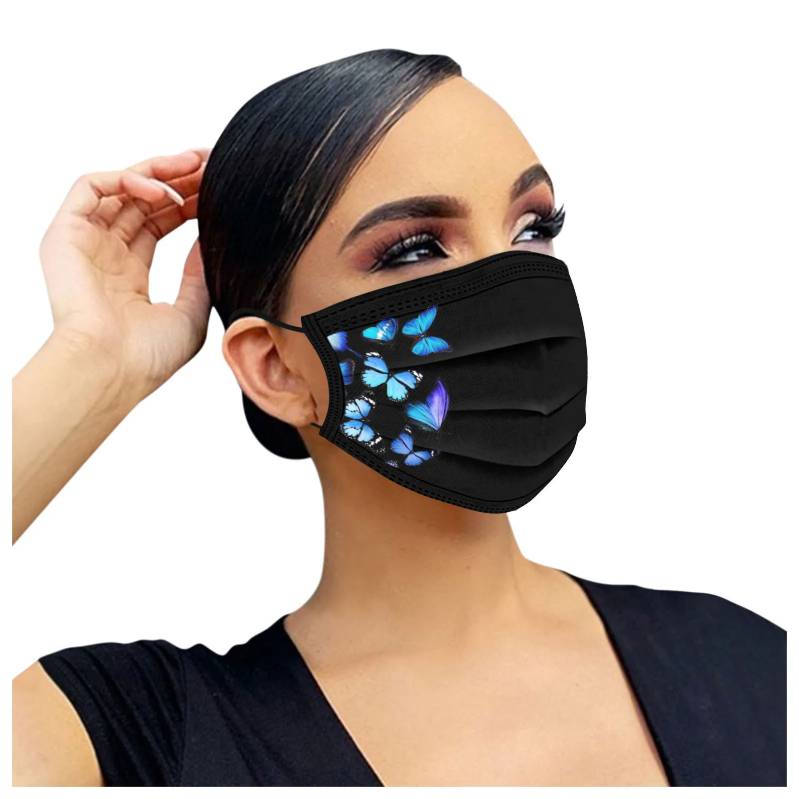 

50PC Adult Women Mask Anti-stof Veilig Ademend Disposable Face Mask Cartoon Printing 3Ply Ear Loop masque de protection maskers