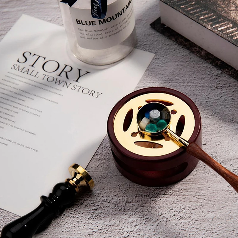 

Retro Sealing Wax Stamp Furnace Stove Pot Wood Handle Sealing Wax Spoon for Wax Sealing Scrapbooking Decorative Craft Supplies