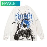 fpace tshirts graffiti cartoon anime print chain tees shirts streetwear hip hop cotton casual fashion loose harajuku tops