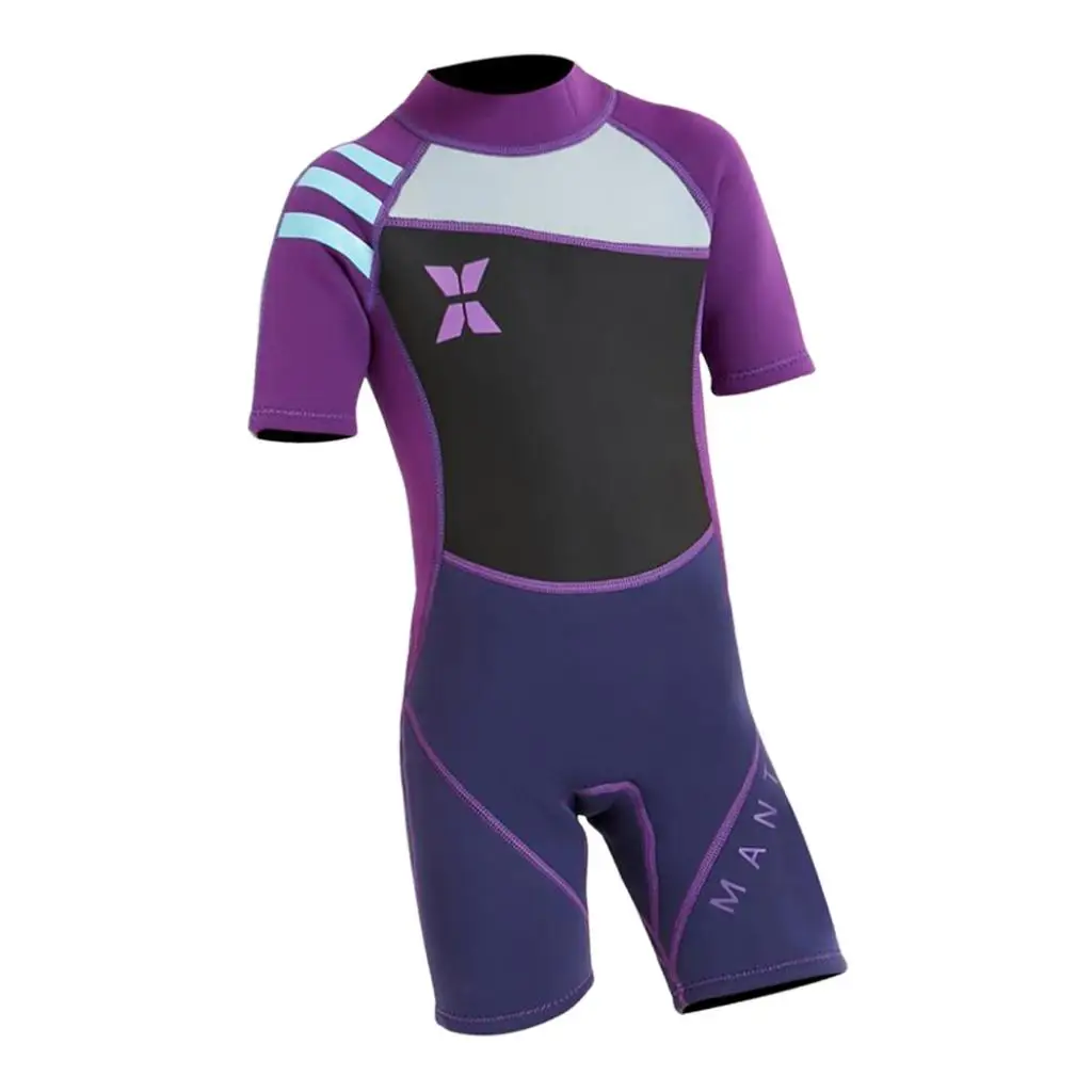 

Short Sleeve Wetsuit Girls Swimming Fullsuit Baby Boys Back Zip Swimsuits Close Body Fullbody Diving Suit for Surfing