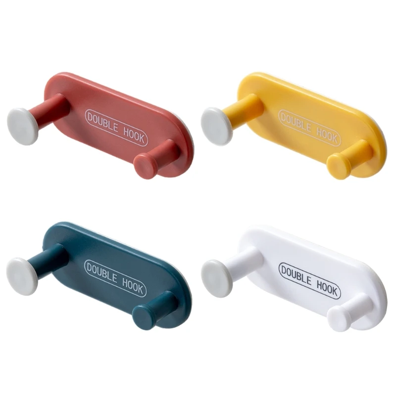 

New 4Pcs/Set Creative Wall Mounted Plastic Key Holder Double Hooks Cable Organizer Self-Adhesive Multifunction Jewelry Storage