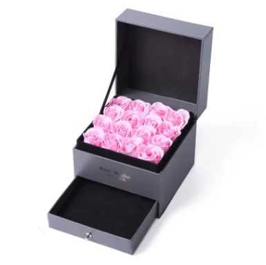 Pink Rose Gift Box DIy двухслойная с вечной Красной розовая Подарочная коробка ручной работы любовь коробка для свадебного подарка ювелирные изделия ожерелье кулон коробка для хранения ювелирных изделий - Цвет: Pink Rose Gift Box