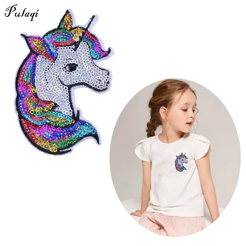 Патчи с блестками вышитые патчи единорогом для шитья одежды DIY аппликация на