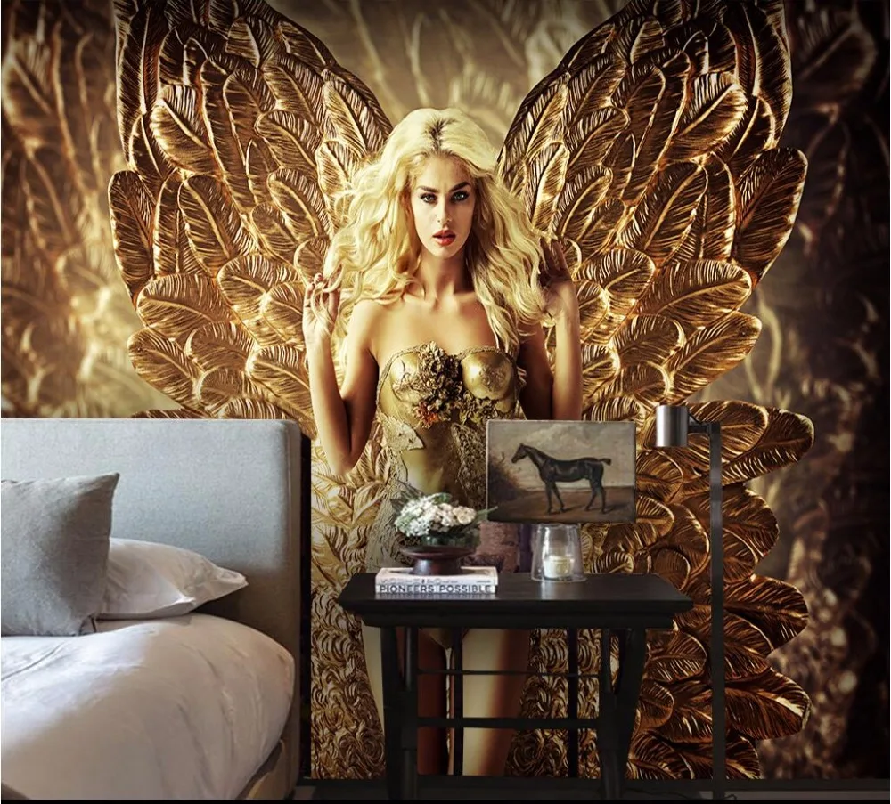 Большие пользовательские обои CJSIR сексуальная блондинка красота с золотыми