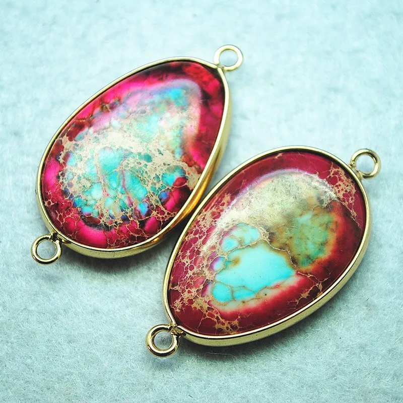

2pcs nature imperial jasper stone connectors natural gem stone pendants size 31x22mm many colors available top selling items