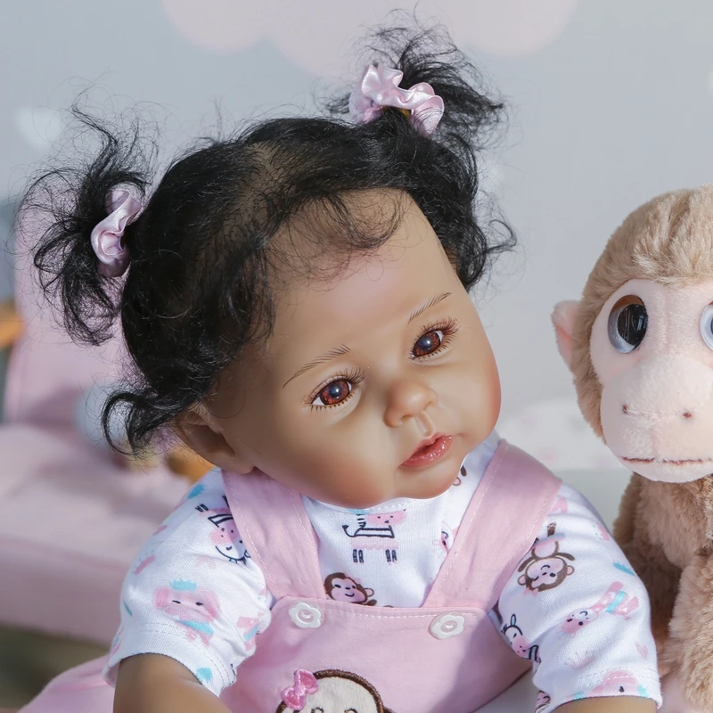 

50cm Realistic Doll Soft Body Vinyl Toddler Babies Lifelike Princess Girl Monkey U50F
