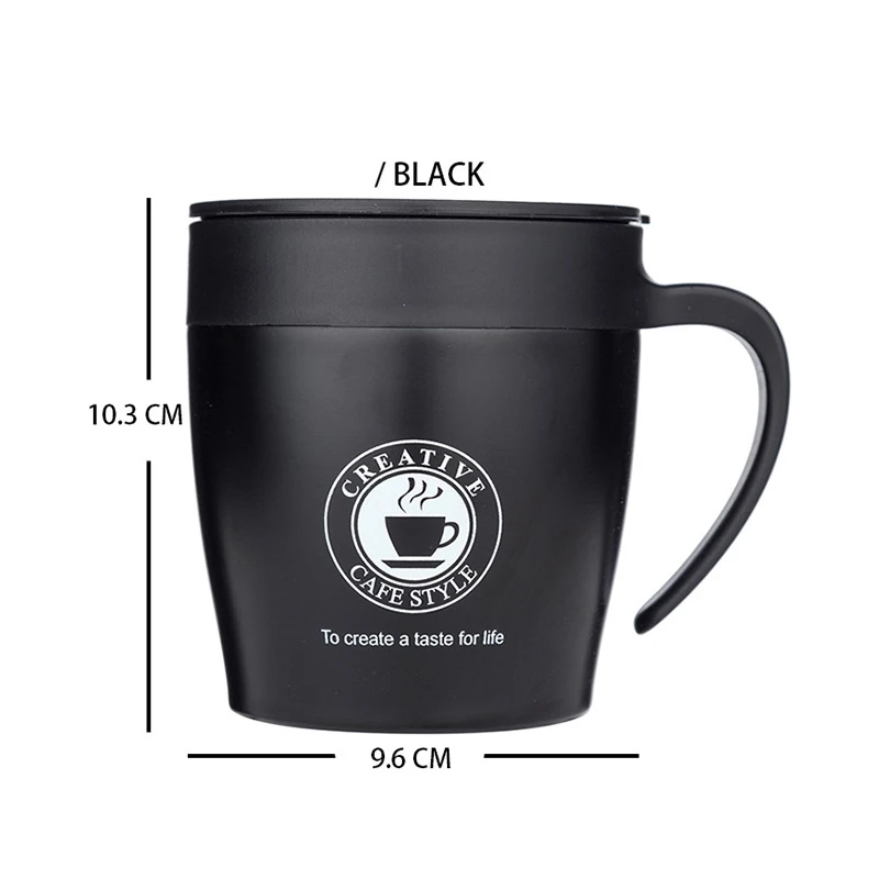 

Stainless Steel Coffee Mug Simple Style Portable Handle Thermo Cup Adult Bussiness Vacuum Insulated Cup Kitchen Drinkware 330ML