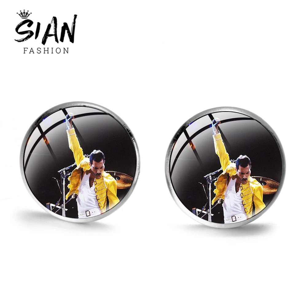 Серьги с изображением Фредди Меркьюри стеклянный купол ювелирные изделия ручной