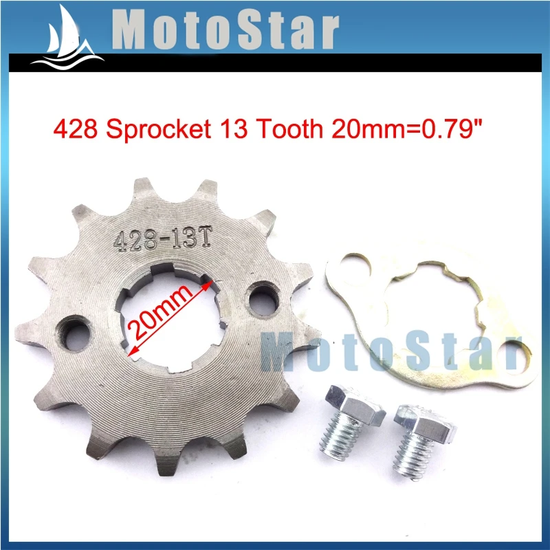 428 13 зуб 20 мм передняя цепная Звездочка для 50cc 70cc 90cc 110cc 125cc 140cc 150cc 160cc двигатель ATV