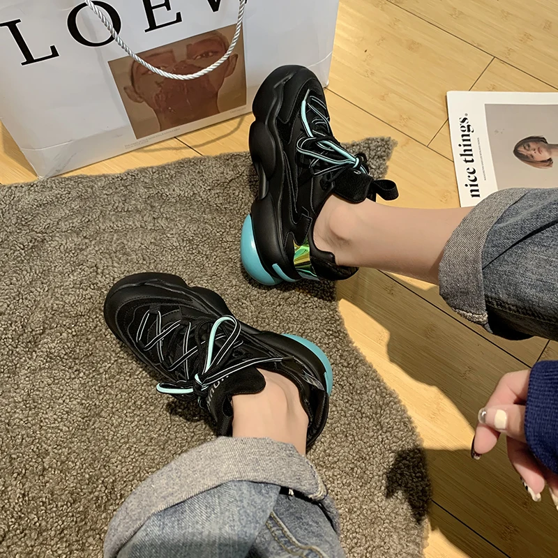 

Spring Women Chunky Sneakers Luxury High Platform Casual Dad Shoes Woman Fashion Breathable Running Trainers Vulcanize Shoe