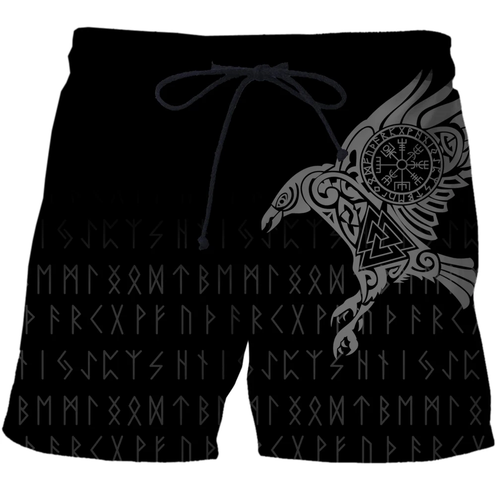 viking Summer New Casual Shorts Men Beach Breathable Quick Dry Loose Shorts Men's Fashion  Print Short Pants Couple Shorts Male