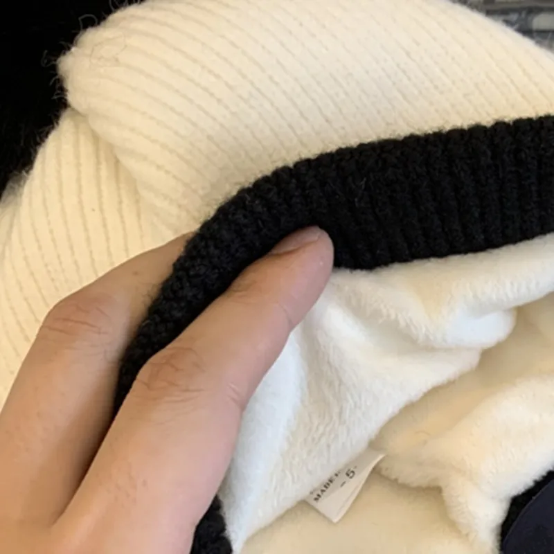 Moment 2020 New  Unisex Women's Autumn And Winter Hats Angora100% Double Layer Warm Hat Wool Hat Warm Knitted Hat