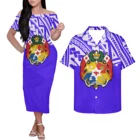 HYCOOL, оптовая продажа, остров Тонга, Ранняя Женская одежда, полинезийское этническое платье с открытыми плечами, мужская рубашка, гавайский костюм для пар