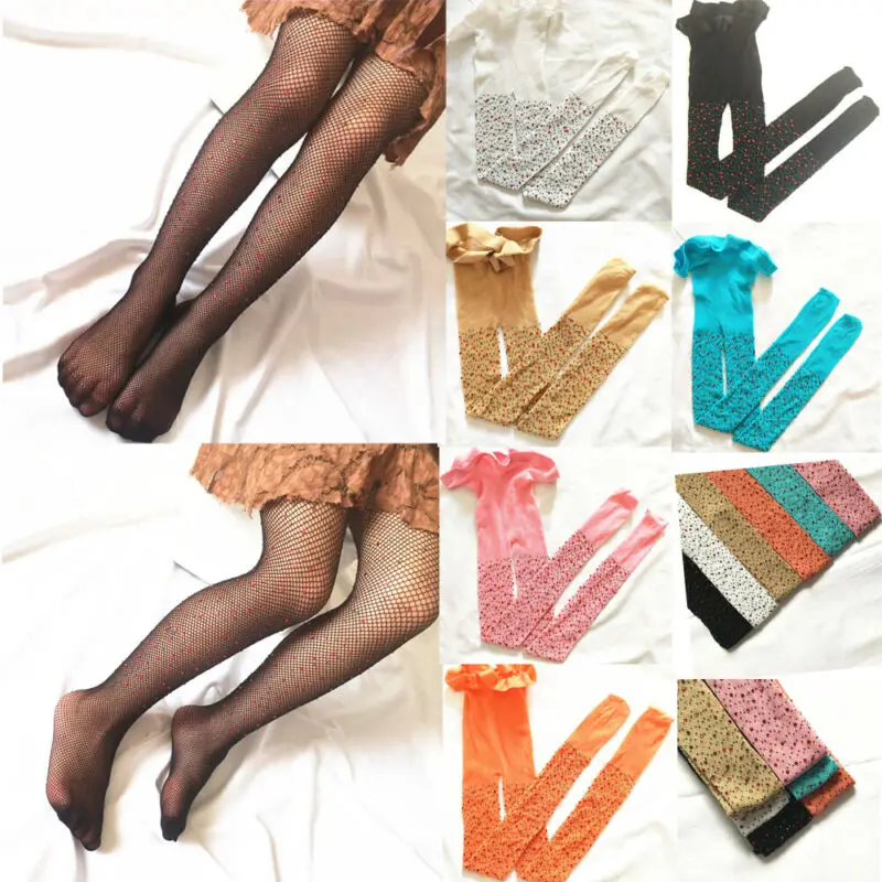 Baby Girls Tights Children Rhinestone Mesh Fishnet Pantyhose Stocking Sock 2020 Gifts Hole Print See Through Thin |