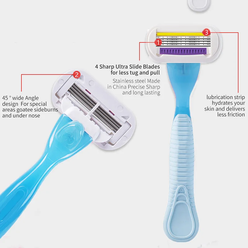 

Razors for Women 4 Layer Blades Smooth Shave Personal Care Products with 3x Blades Replacement Head