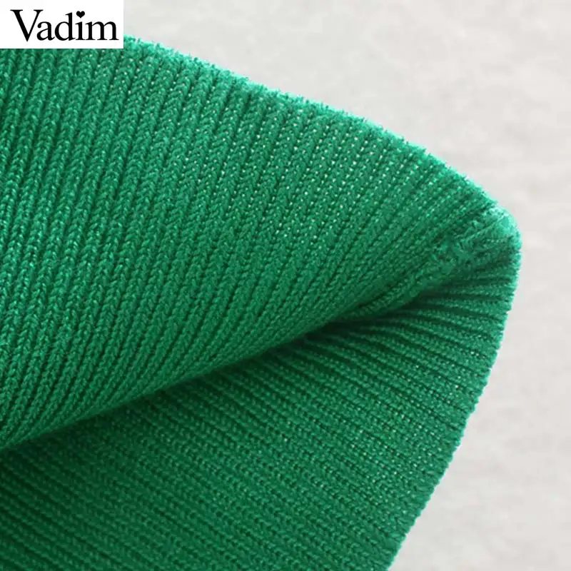 Vadim милый Женский бисер жемчужное демондс украсить вязаный свитер Длинные рукава