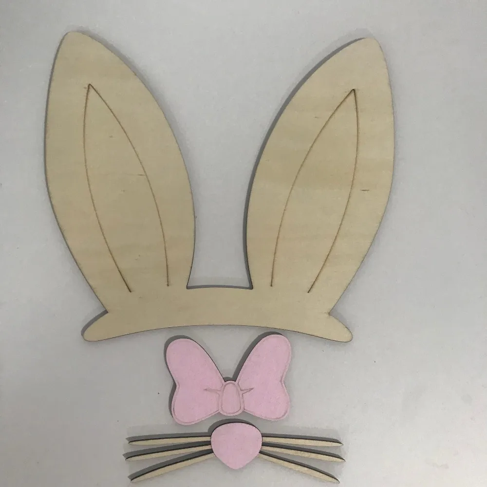 Заячьи ушки+ борода+ Бант Висячие DIY деревянные поделки для дома Kawaii украшения INS настенные реквизит для куклы игрушки Дети День рождения Рождественский подарок
