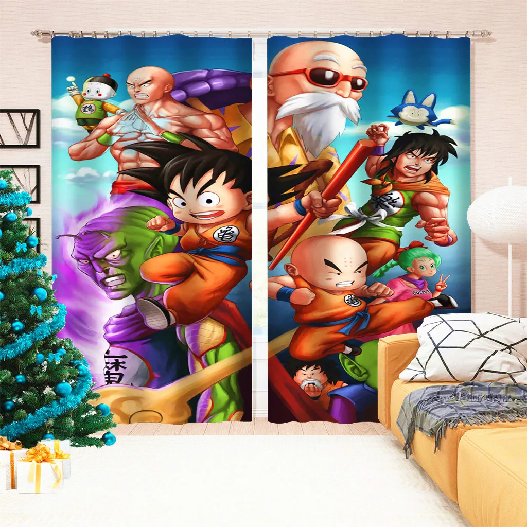 Аниме Жемчуг дракона Z 2 панелей/идут в комплекте оконные шторы блокировать ткань