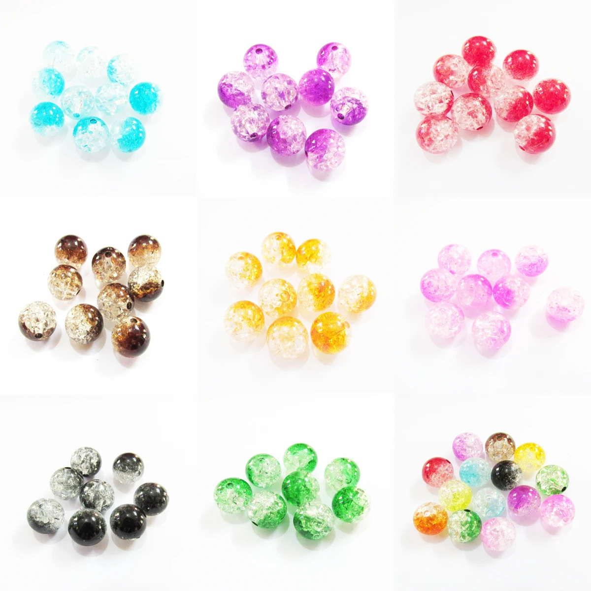 

( Choose Size&Color First )8mm/10mm/12mm/14mm/16mm Acrylic Double Color Cracked Beads ( Without AB ) For Chunky Necklace Making