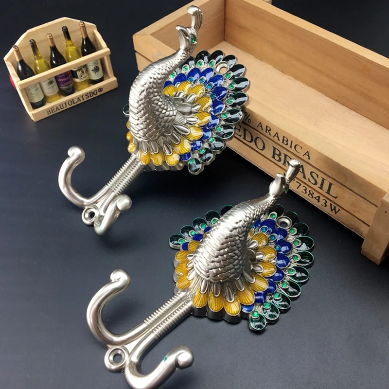 1 пара искусственных крючков цветной Павлин Европейский дверной крючок