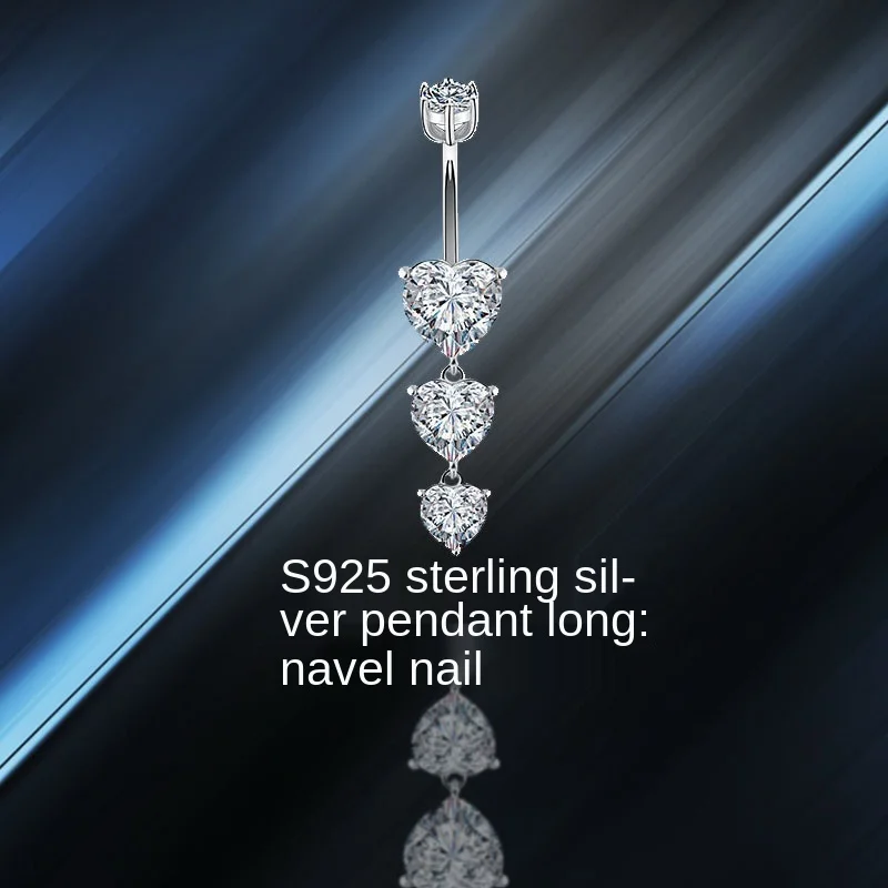 

2021designer new S925 silver belly button nail classic fashion body piercing jewelry goddess love long pendant belly button ring