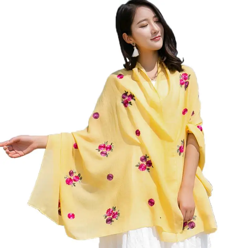 2019 женский оригинальный теплый шарф в этническом стиле с цветочной вышивкой