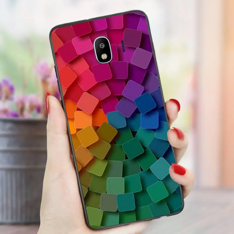 

3D Colorful Block Phone Case For Samsung S6 S7 S8 S9 S10 E S20 Edge plus lite 2019 Black soft nax fundas cover