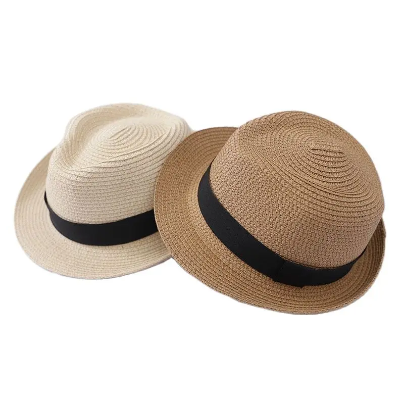 

New Women Hat for Men Hat Kids Ladies Summer Beach Sun Hat Child Cap Parent-child Panama Straw Male Weave Sun Visor Cap Fedoras