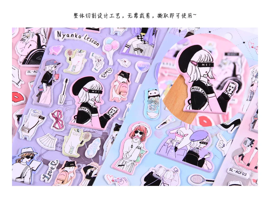 Kawaii мультяшная красивая девушка ежедневный макияж пены 3D декоративные канцелярские наклейки Скрапбукинг DIY Дневник этикетка-наклейка