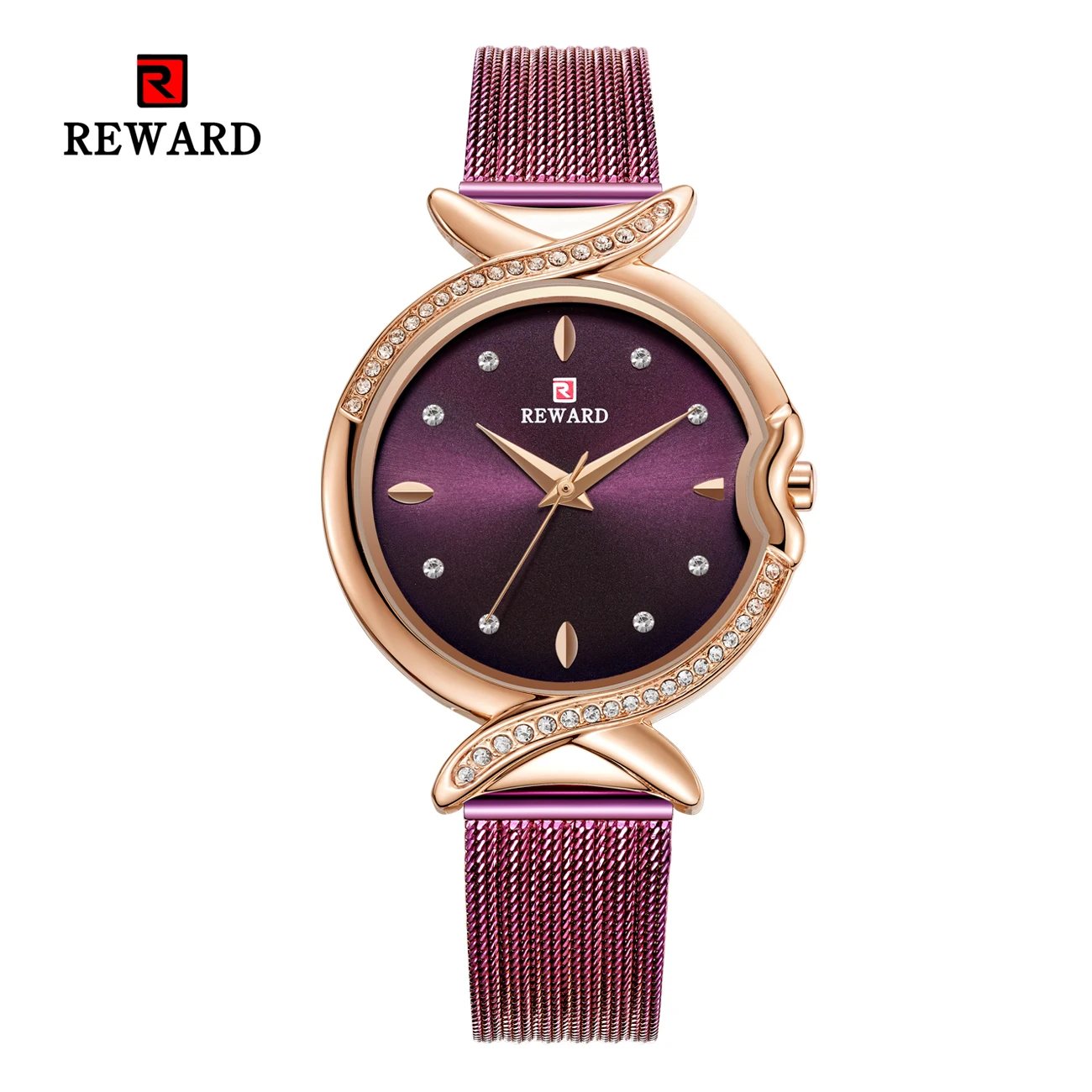 

REWARD Fashion Women Quartz Watches Shell Dial Mesh Strap Japanese Movement Waterproof Wristwatch Girl Clock Relogio RD63075L