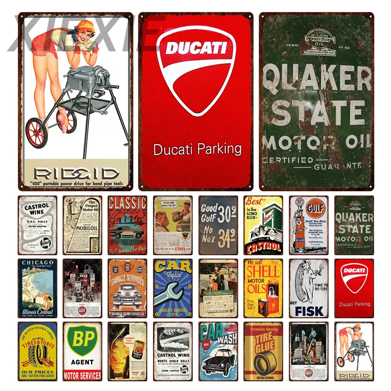 

Vintage Metal Sign Tire Glue Motor Oil Tin Sign Hanging Wall Art for Wall Plaque Bar Garage Gas Station Art Home Decor