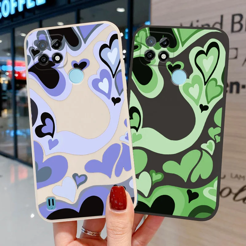 

Case For Realme C21 Case Heart Circle Funda For OPPO Realme 8i 8 Pro GT C21Y C25Y 5 A9 A5 A53 2020 A7 A5S A32 A12 Silicon Cover