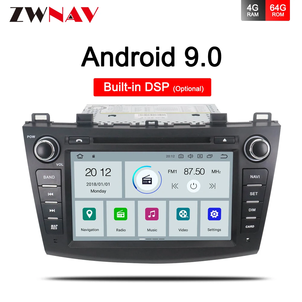 IPS 4G + 64G Android 9 0 автомобильный стерео DVD плеер GPS ГЛОНАСС навигация для Mazda 3 2009 2012