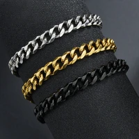 men 357mm high quality stainless steel bracelets black color punk curb cuban solid link chain bracelets jewelry gifts