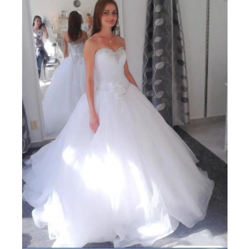 

2020 Vintage Crystal Ball Gown Sweetheart Wedding Dresses Beading organza Tulle Bridal Gowns wedding gown Vestido De Novia