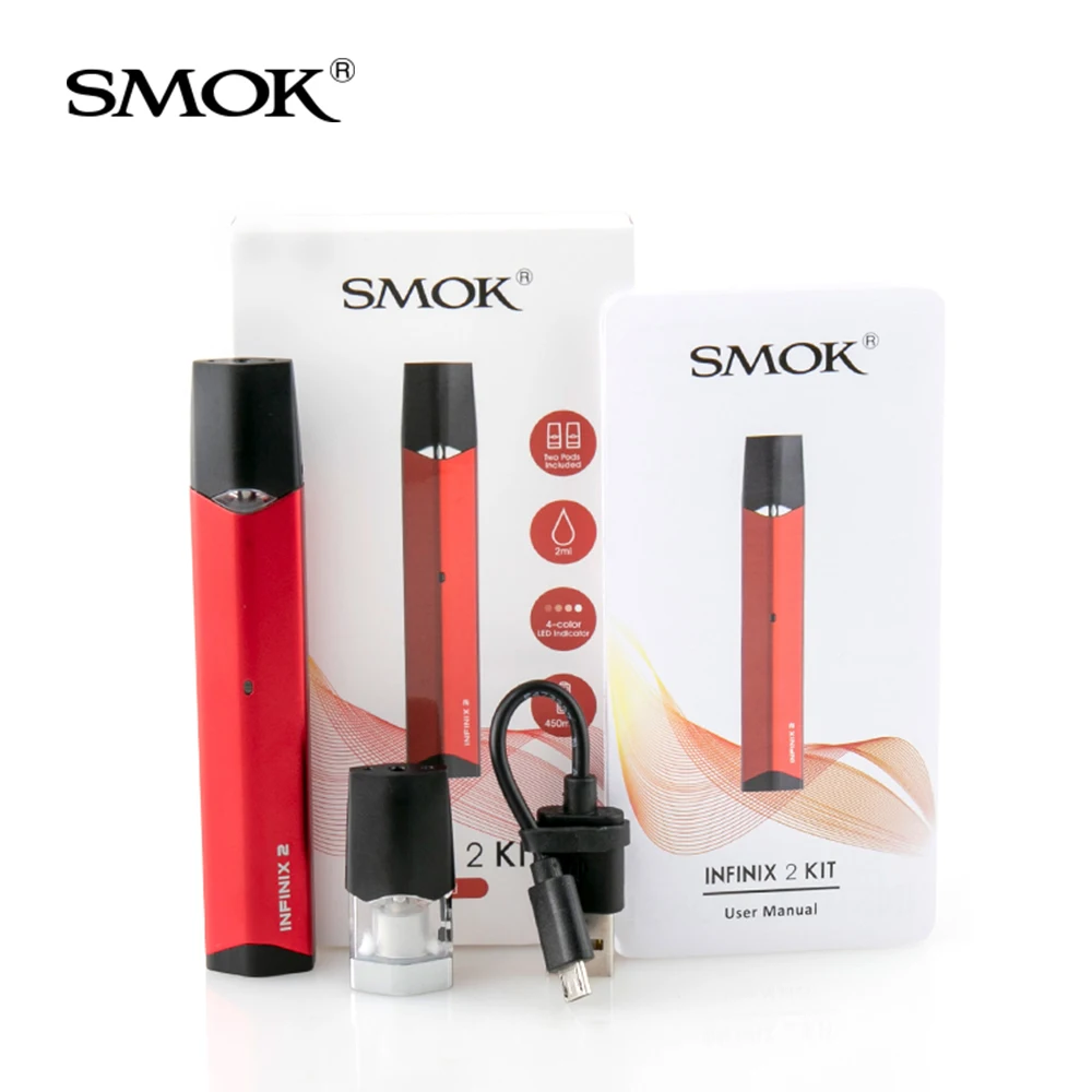 Оригинальный набор SMOK Infinix 2 с аккумулятором 450 мАч и картриджем шт. MTL Pod мл ом