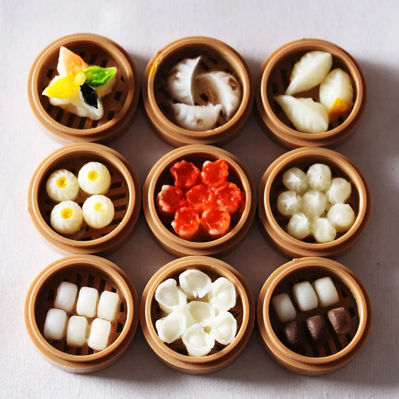 

Pop It Dollhouse Simulation Steamer Gourmet Snacks Hong Kong Style Cha Chaan Restaurant Accessories Scene Model