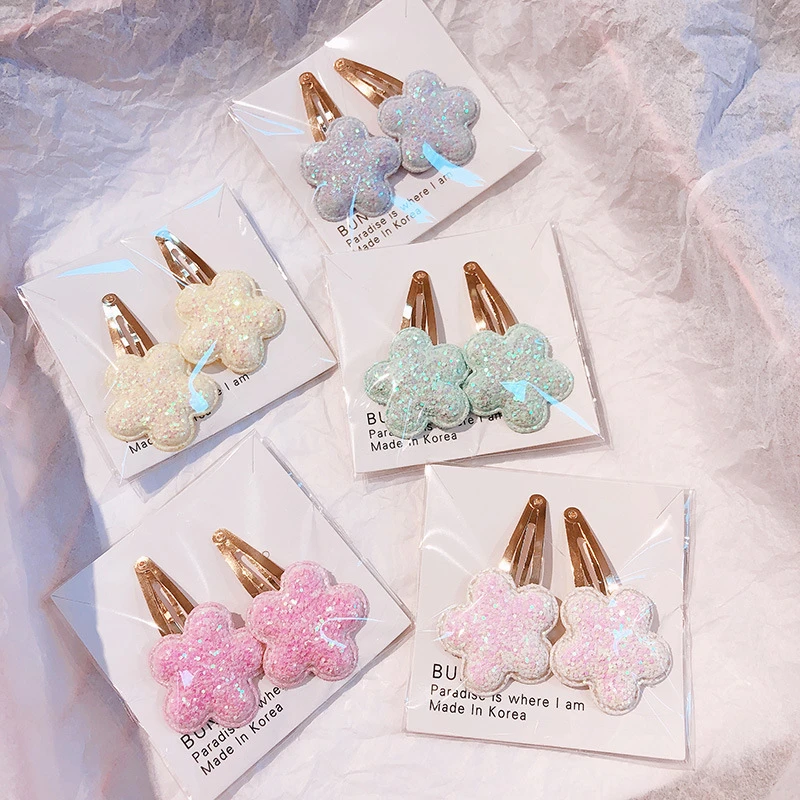 Новинка Детские блестящие геометрические заколки в форме звезды цветов и