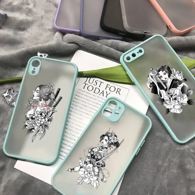 

Japanese Geisha Painting elements Phone Case matte transparent For iphone 7 8 11 12 13 plus mini x xs xr pro max cover