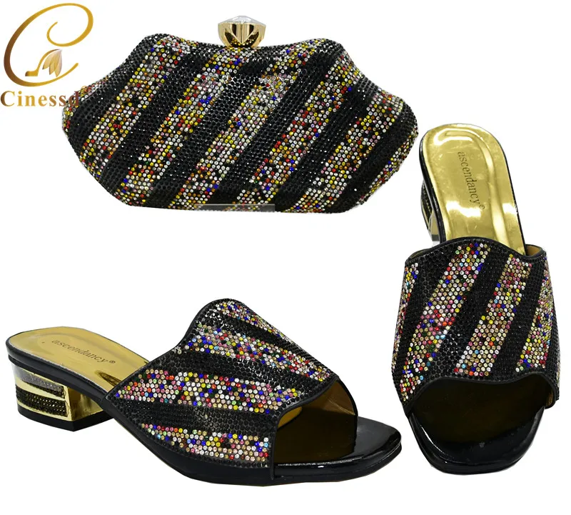 2020 женская обувь и сумка в комплекте Италии комплект из обуви сумки украшенные