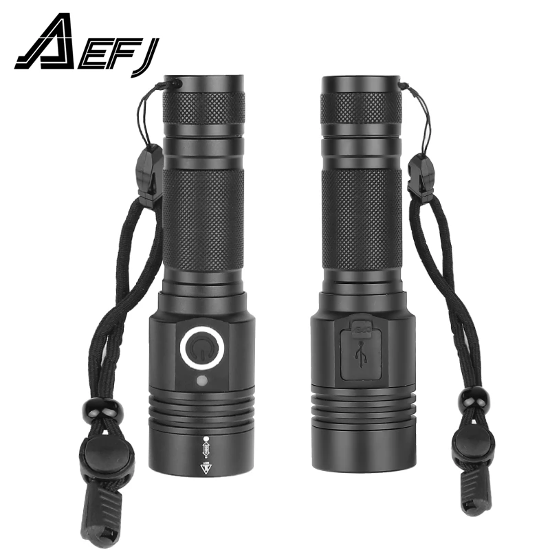 Светодиодный фонарик AEFJ с лампой XHP50 тактический Водонепроницаемый фонарь