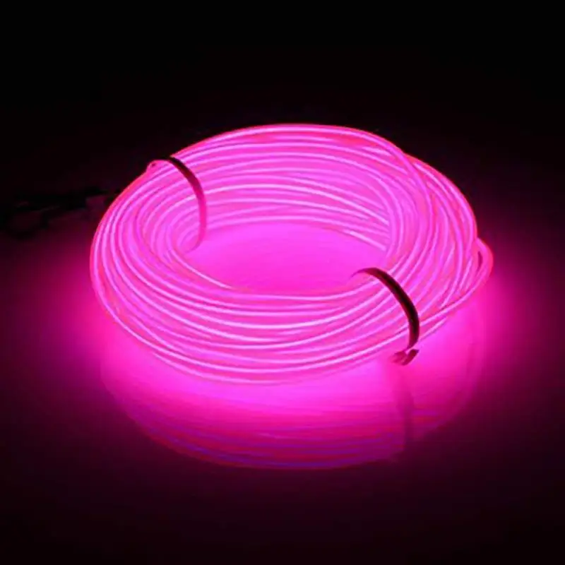 pink 10 м автомобиль EL Led Гибкая мягкая трубка провода неоновая светящаяся веревка Водонепроницаемая неоновая подсветка для салона автомобиля для рождественского декора обуви одежды поводок для домашнего питомца велосипеда - Цвет: pink